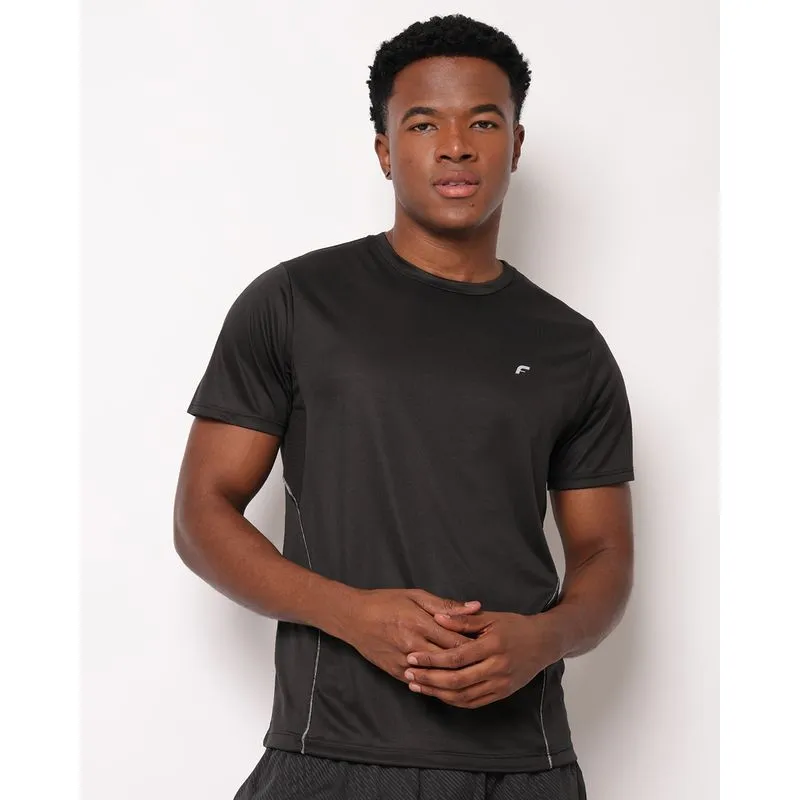 Camiseta Esportiva Masculina com Recorte Manga Curta Preta GG