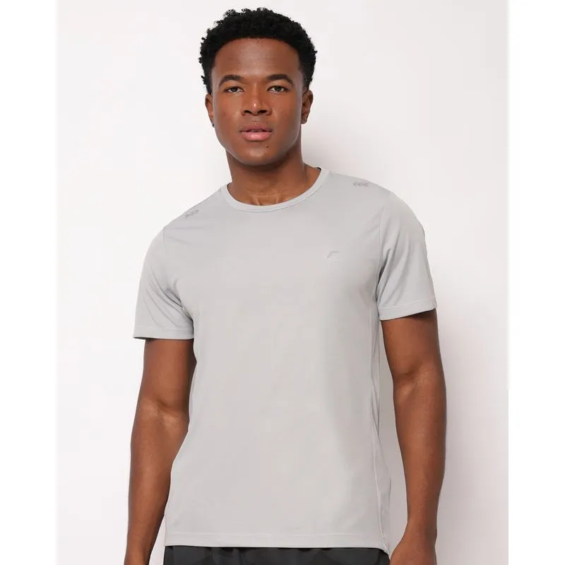 Camiseta Esportiva Masculina com Recorte Manga Curta Cinza P