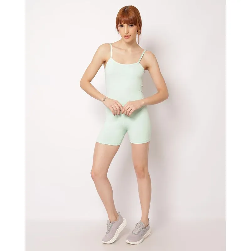 Macaquinho Fitness Feminino Alcinha Costas Aberta Verde M