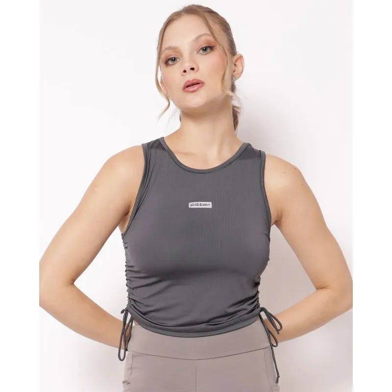 Regata Fitness Feminina Fitter Furadinha com Colissê Cinza M