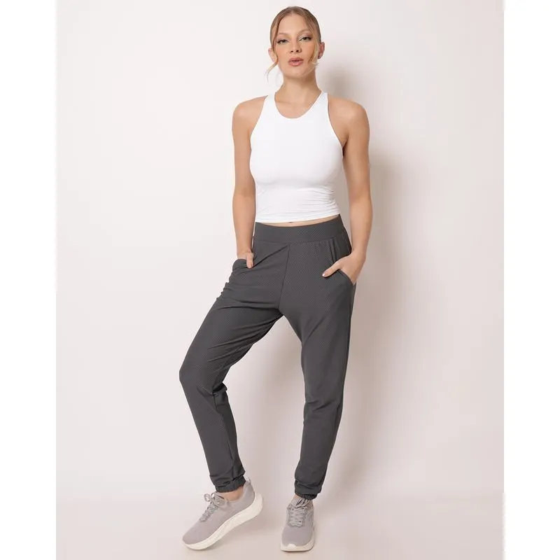 Calça Fitness Feminina Fitter Jogger com Bolsos Cinza G