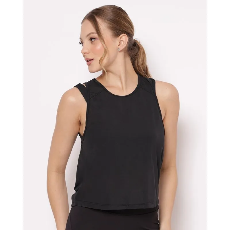 Regata Fitness Feminina Fitter Básica Preta PP