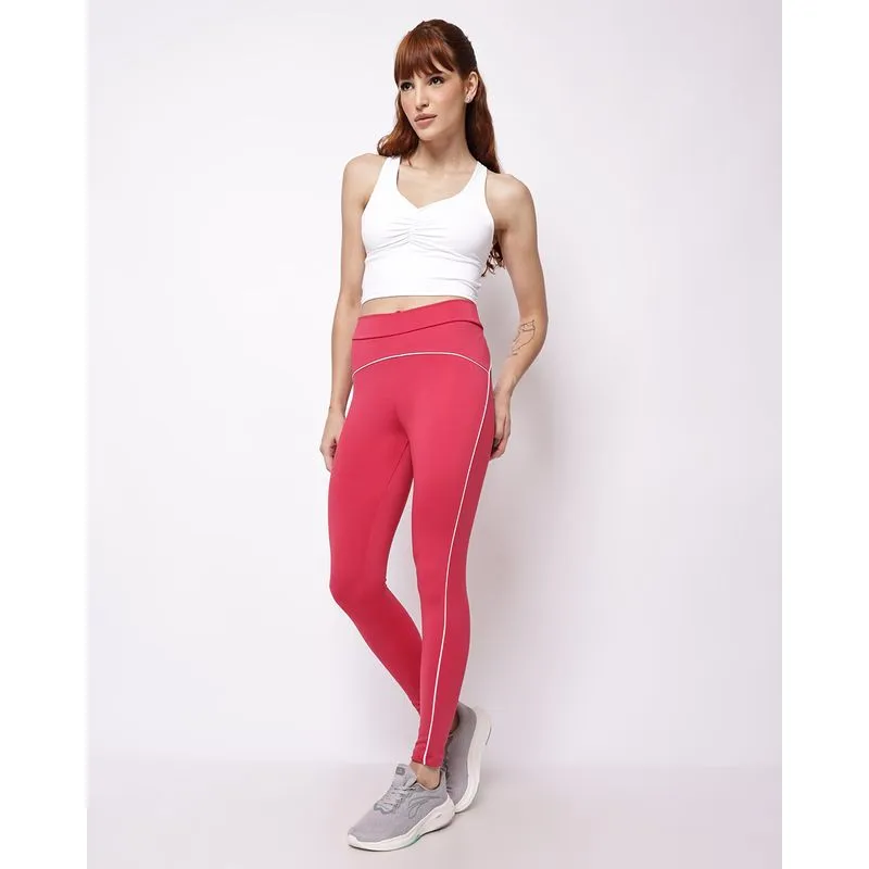 Calça Legging Fitness Feminina Fitter Detalhe Vivo Rosa P