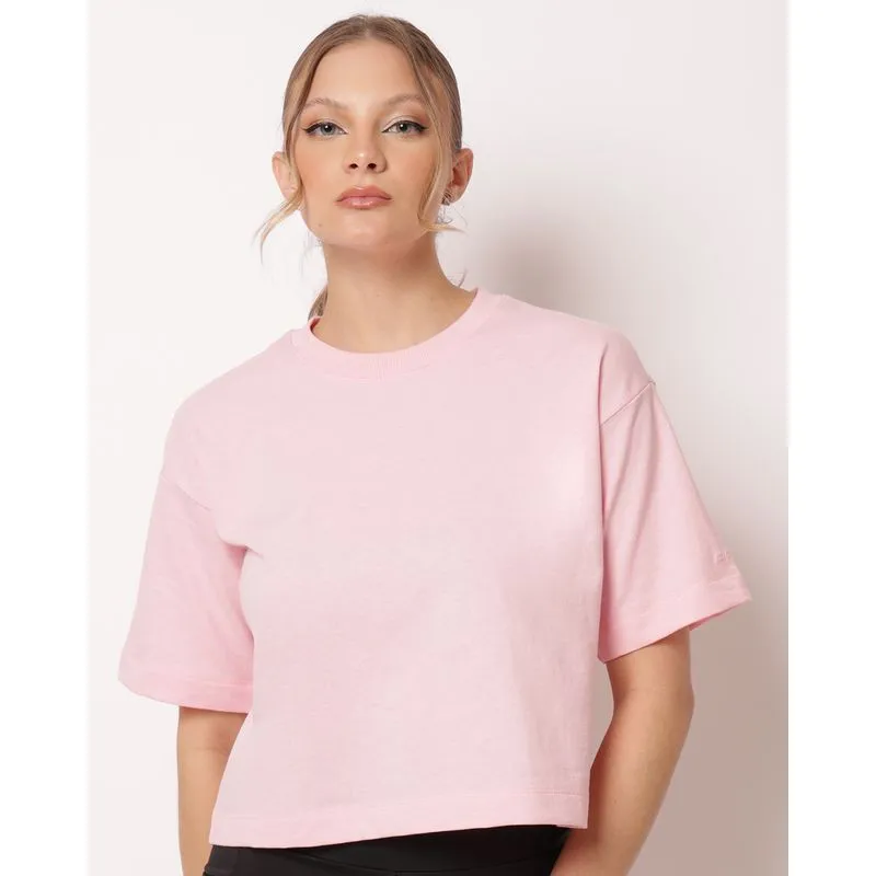 Camiseta Fitness Feminina Cropped em Algodão Rosa P
