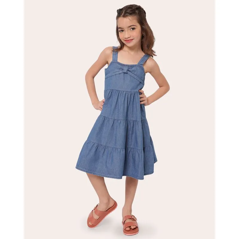 Vestido Jeans Infantil Três Marias com Laço Azul 8