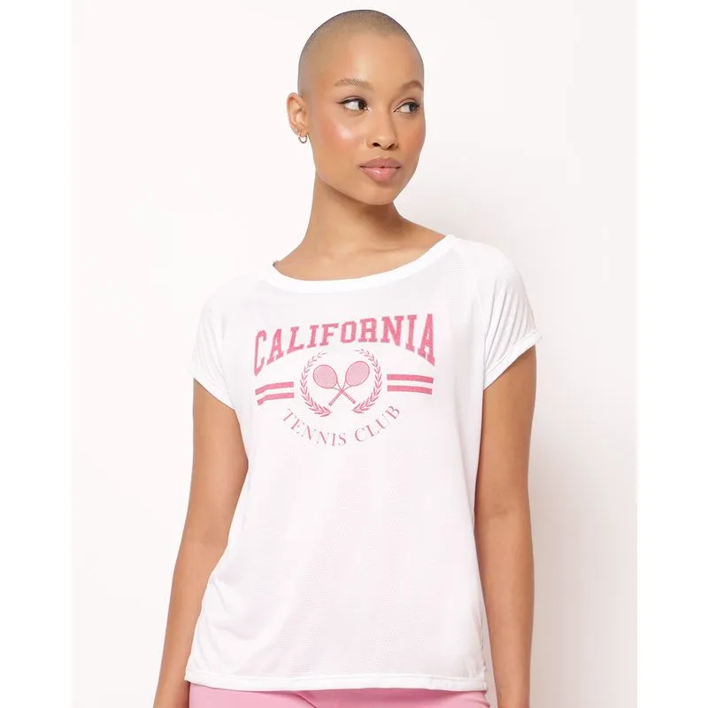 Blusa Feminina Fitness Fitter com Estampa California Branca GG