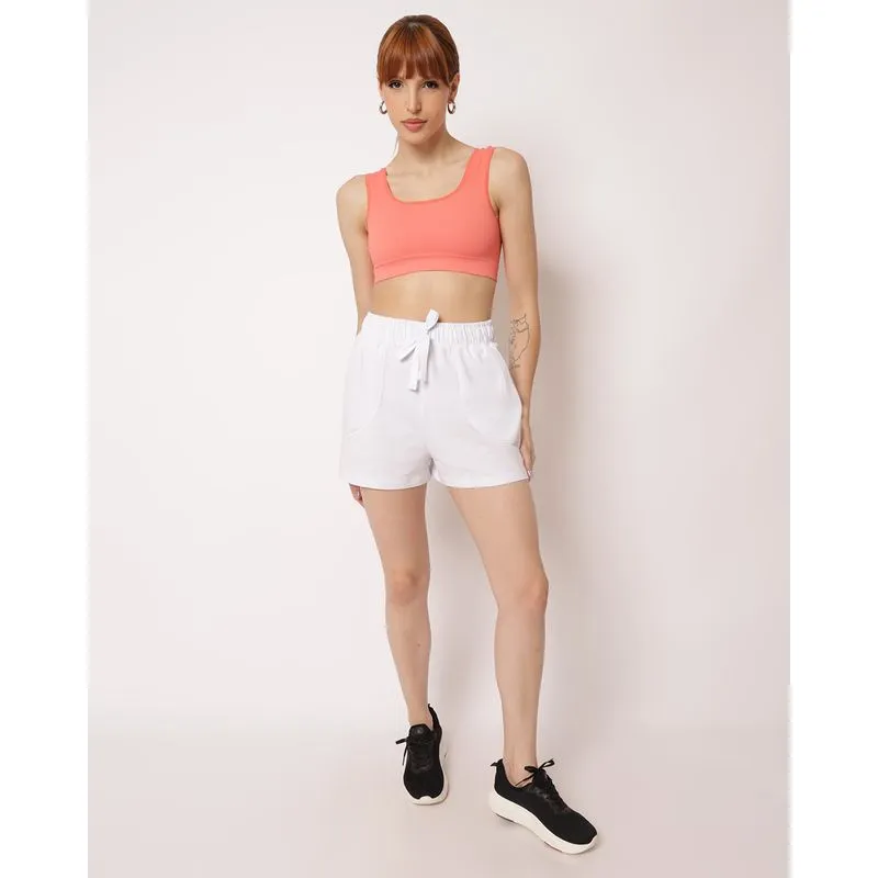 Short Fitness Feminino Fitter Moletinho com Bolsos Branco G