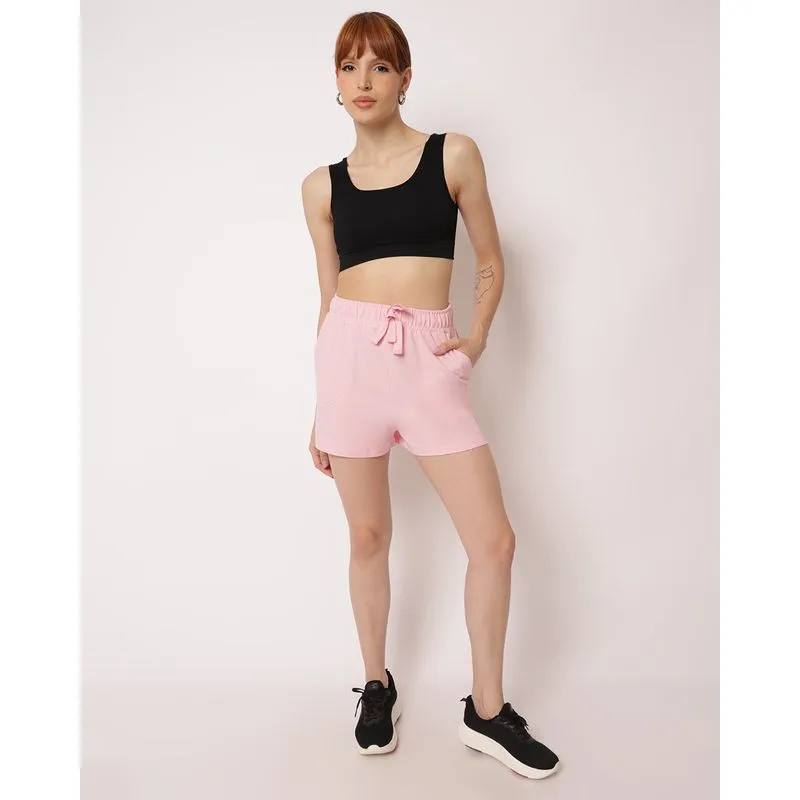 Short Fitness Feminino Fitter Moletinho com Bolsos Rosa GG