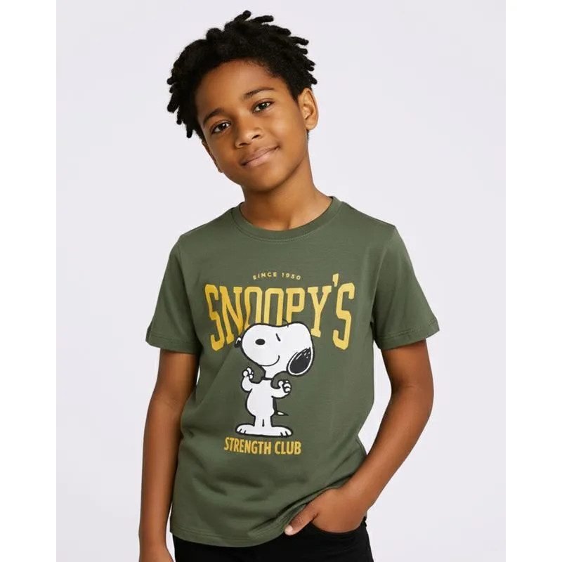 Camiseta Juvenil Algodão Peanuts Snoopy Verde 18