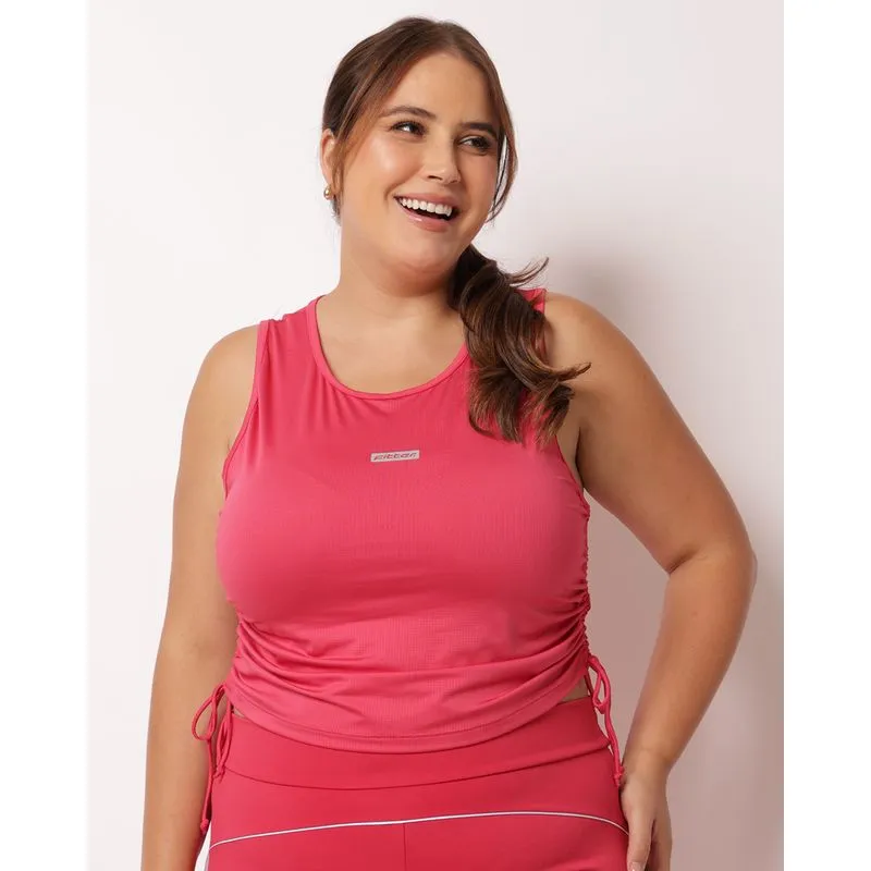 Regata Fitness Plus Size Feminina Fitter Colissê Rosa G1