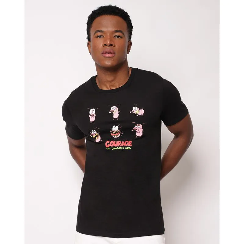 Camiseta Masculina Algodão com Estampa Coragem Preta M