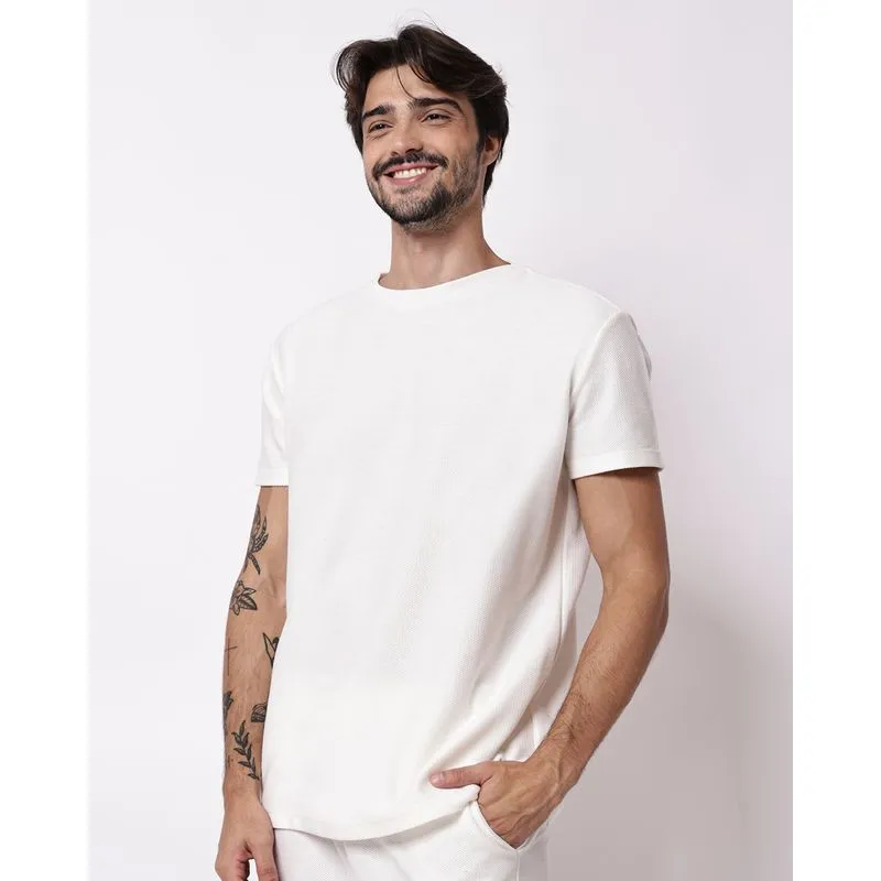 Camiseta Masculina Texturizada Manga Curta Off White M