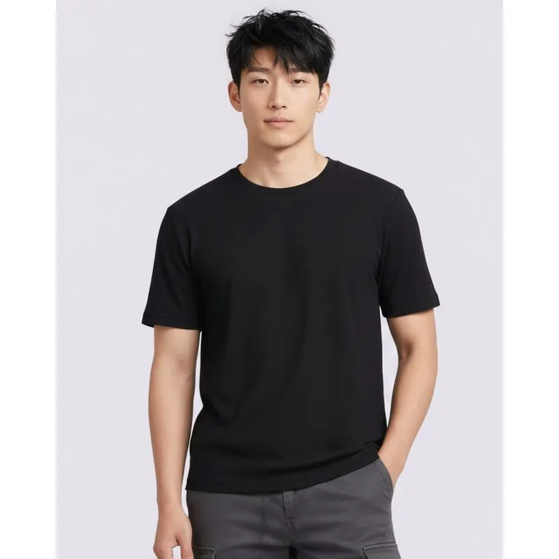 Camiseta Masculina Texturizada Manga Curta Preta P