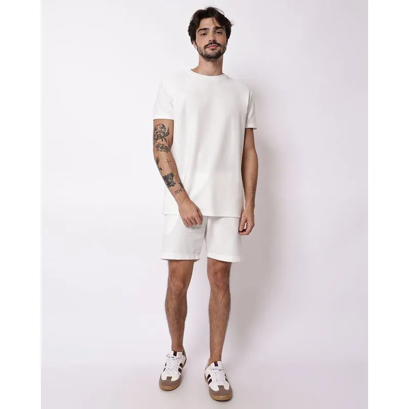 Bermuda Masculina Texturizada com Bolsos Off White P