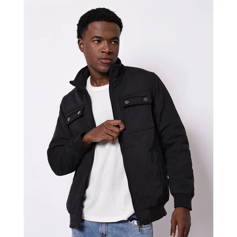 Jaqueta Sarja Masculina Algodão com Bolsos Preta P