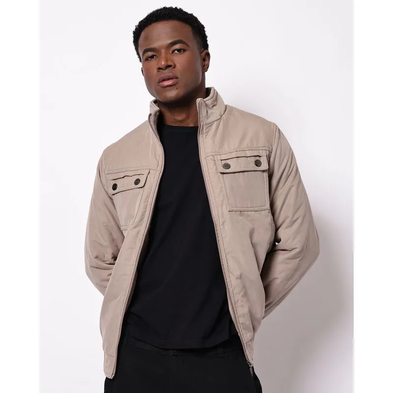 Jaqueta Sarja Masculina com Bolsos Bege P