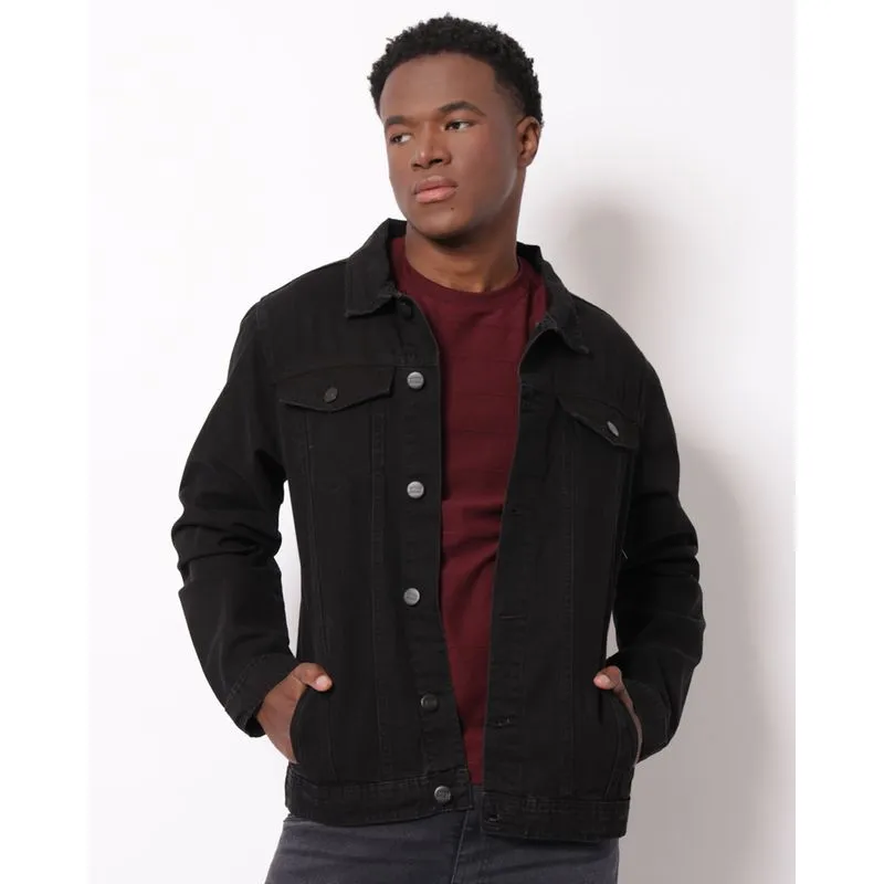 Jaqueta Jeans Masculina com Bolsos Preta P