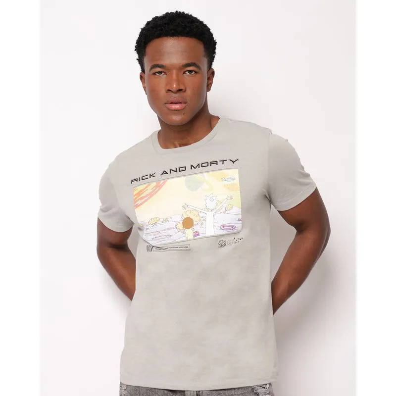 Camiseta Masculina Algodão Warner Rick And Morty Cinza GG