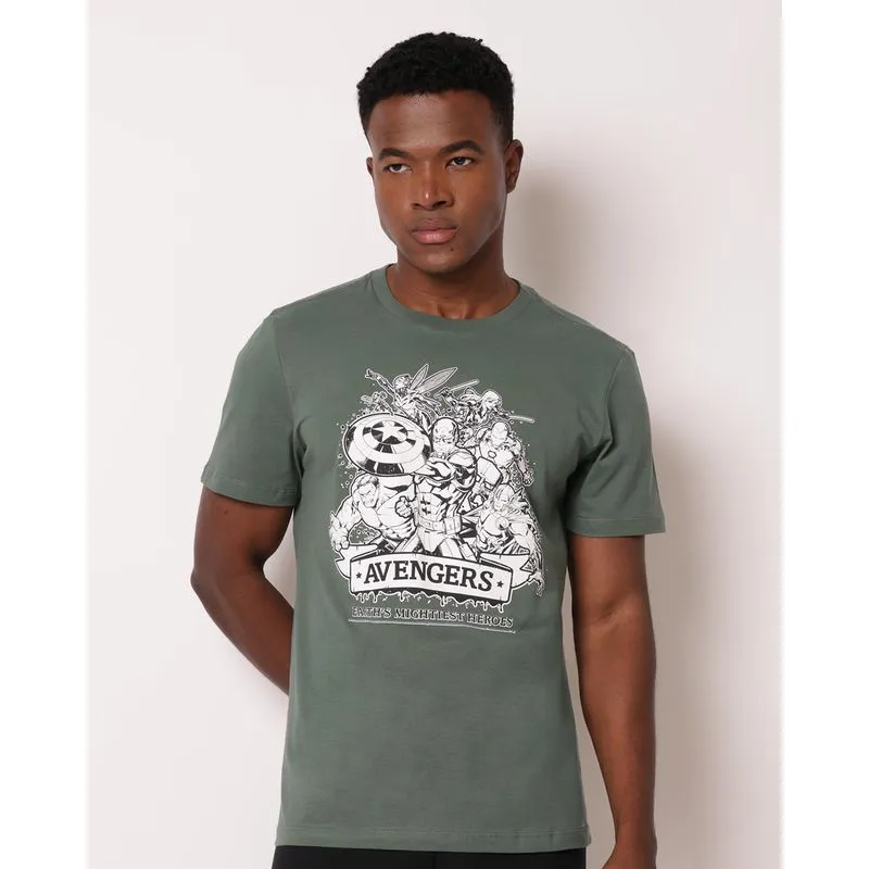 Camiseta Masculina Algodão Marvel Avengers Verde G