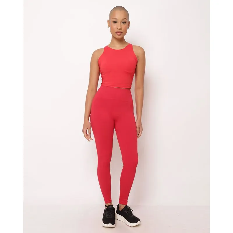 Calça Legging Fitness Feminina Fitter Sem Costura Vermelha GG