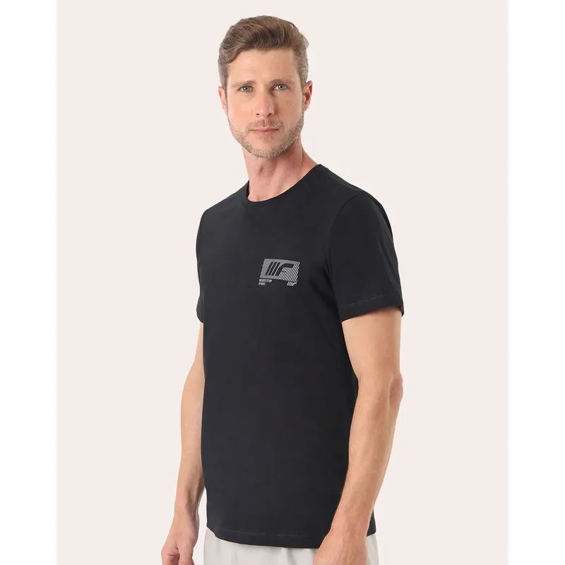 Camiseta Espotiva Masculina Algodão Manga Curta Preta PP
