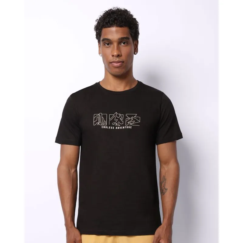 Camiseta Masculina Algodão Estampa Frontal Manga Curta Preta PP