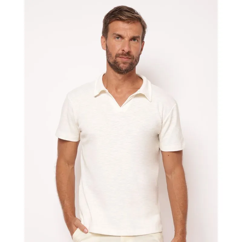 Camisa Polo Masculina Algodão Texturizado Off White G