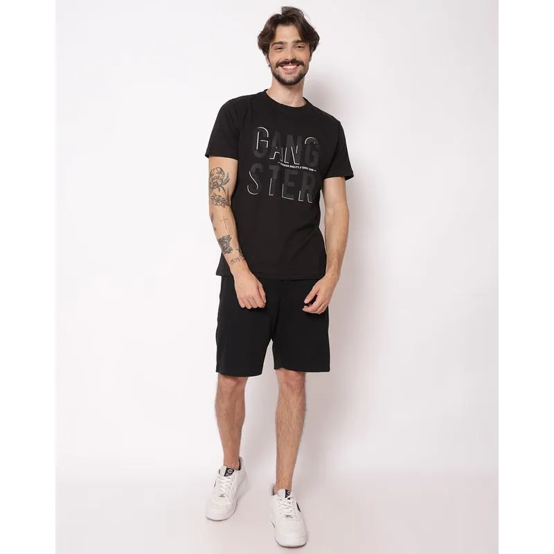 Bermuda Masculina Reta Canelada Preta XG