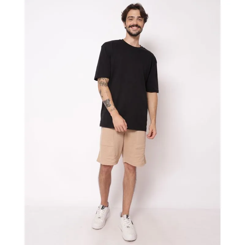 Bermuda Masculina Reta Texturizada Bege M