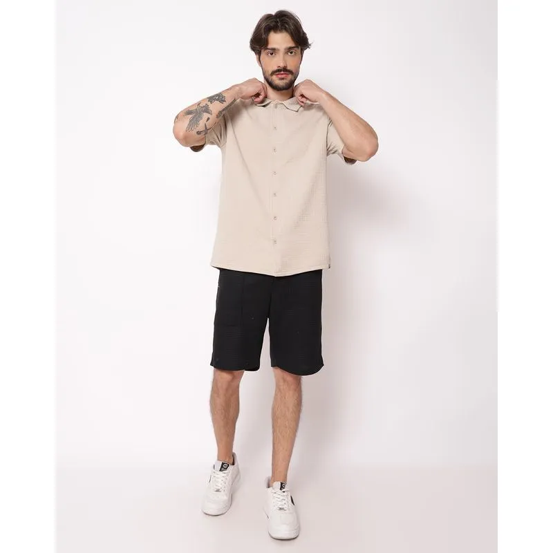 Bermuda Masculina Reta Texturizada Preta G