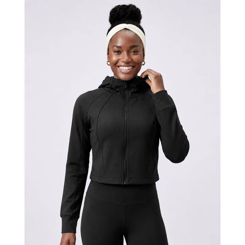Jaqueta Helanca Feminino Fitness Fitter com Capuz Preta PP