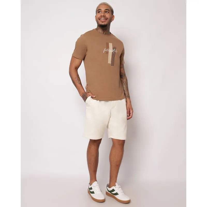 Bermuda Masculina Reta Moletinho com Cordão Off White P
