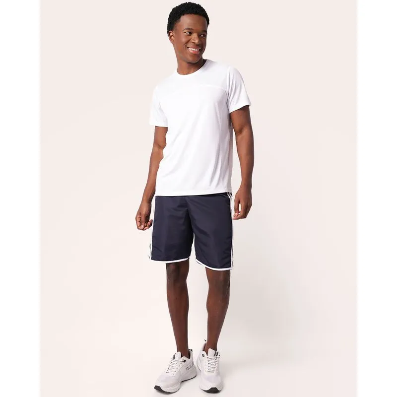Bermuda Esportiva Masculina Reta com Faixas Marinho P