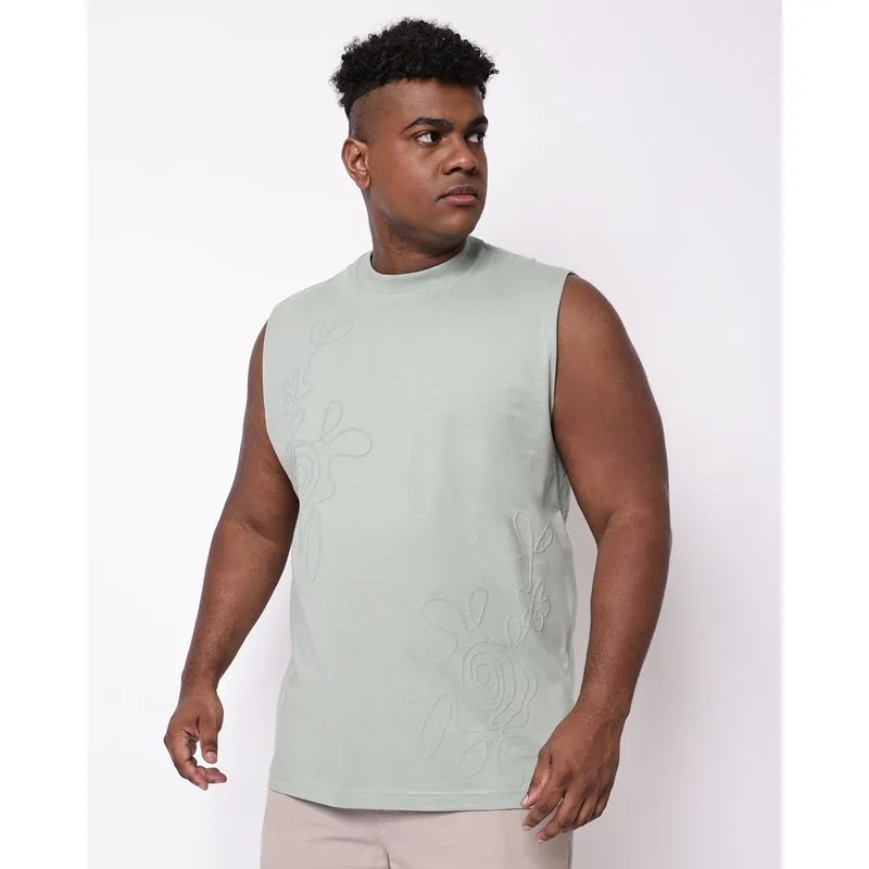 Regata Plus Size Masculina com Detalhes Alto Relevo Verde G1