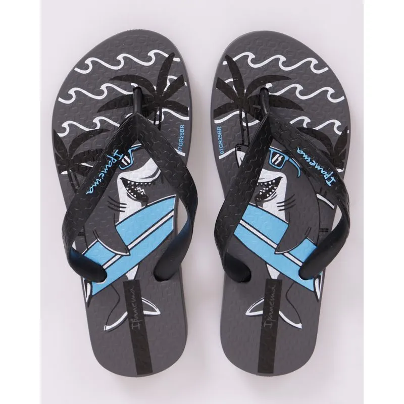 Chinelo Ipanema Infantil Estampa Tubarão Cinza 27/28