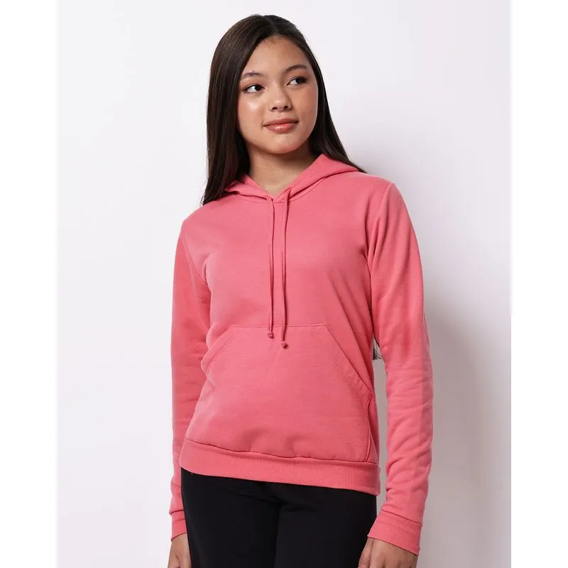 Blusão Moletom Juvenil Manga Longa Bolsos Com Capuz Rosa 12