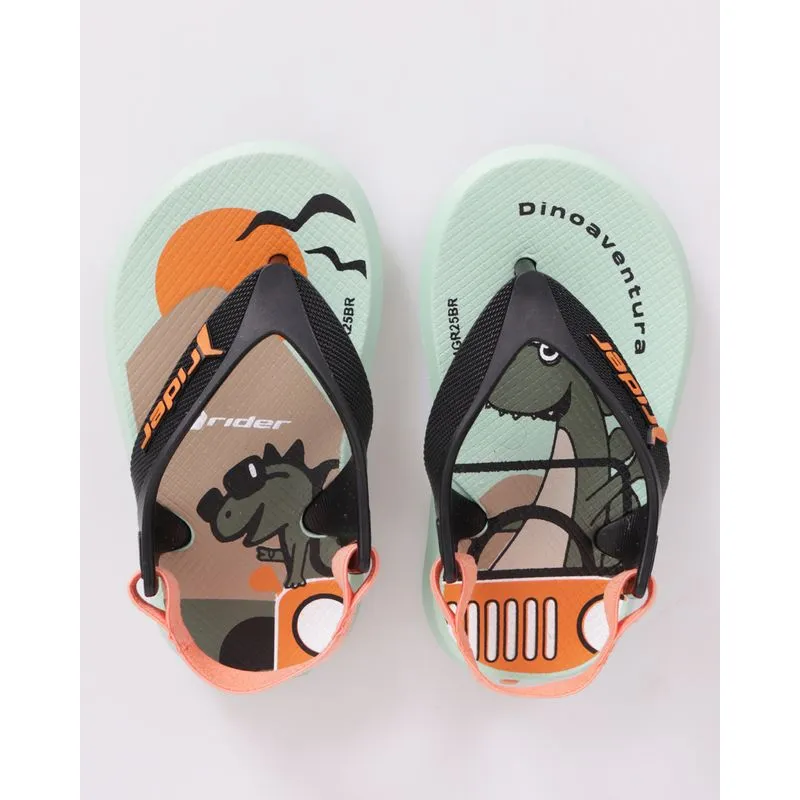 Chinelo Bebê Rider Estampa Dinossauro Verde 20/21