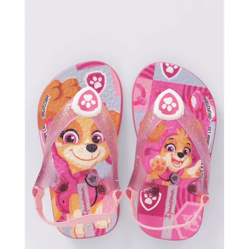 Chinelo Ipanema Bebê Patrulha Canina com Glitter Rosa 19