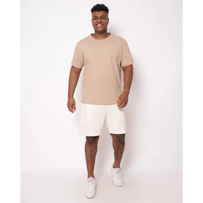 Bermuda Plus Size Masculina Texturizada Linho Off White G2