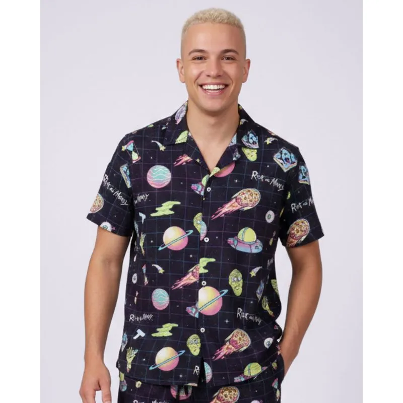Camisa Masculina Viscose Estampada Rick & Morty Preta M