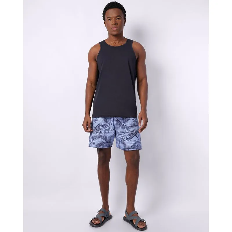 Bermuda Surf Masculina Reta Estampada Azul M