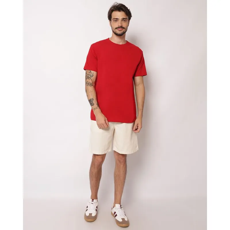 Bermuda Masculina Reta Algodão Texturizada com Bolsos Off White P