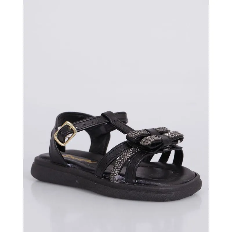 Sandália Bebê Tiras com Strass e Laço Preto 21