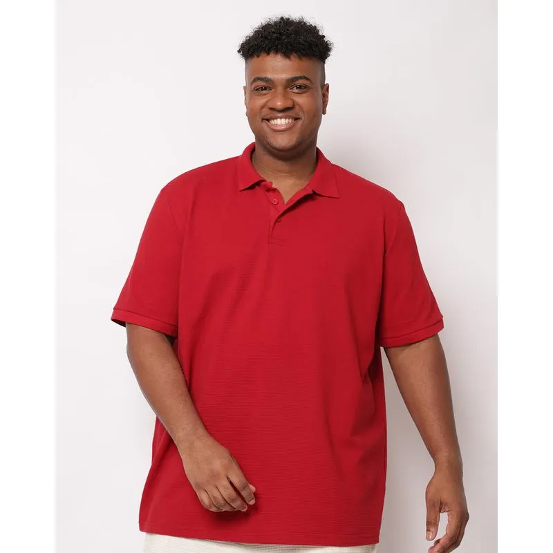 Camisa Polo Plus Size Masculina Texturizada Vermelha G2