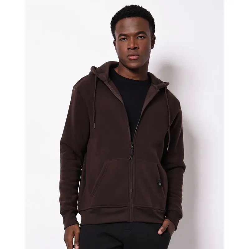 Jaqueta Moletom Esportiva Fitter Masculina com Capuz Marrom GG