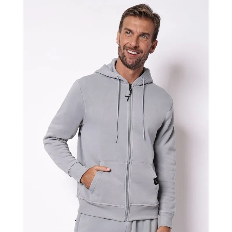 Jaqueta Moletom Esportiva Fitter com Capuz Cinza P