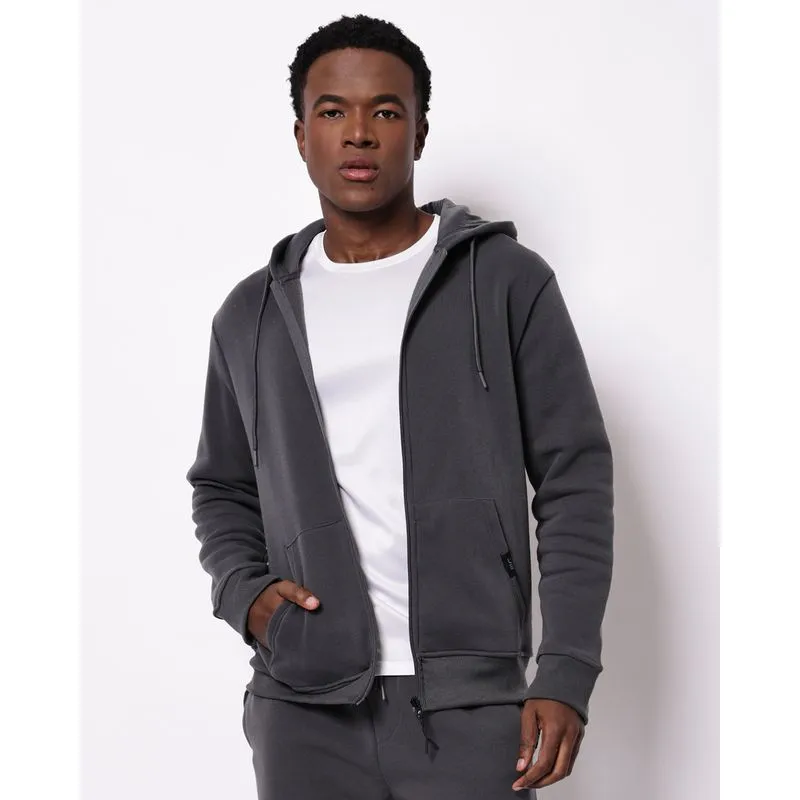 Jaqueta Moletom Esportiva Masculina Fitter com Capuz Cinza GG