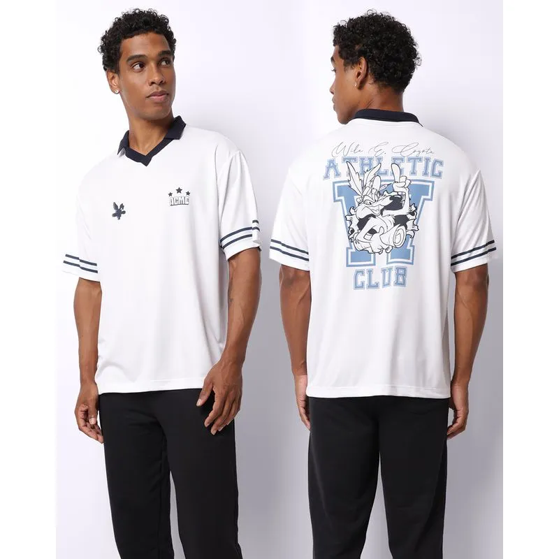 Camisa Masculina Polo Estampa Coyote Frente Costas Branca P