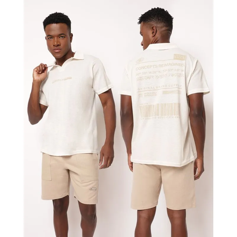Camisa Polo Masculina Algodão com Linho Off White G