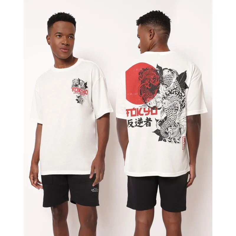 Camiseta Masculina Oversized Estampa Frente e Costas Off White G